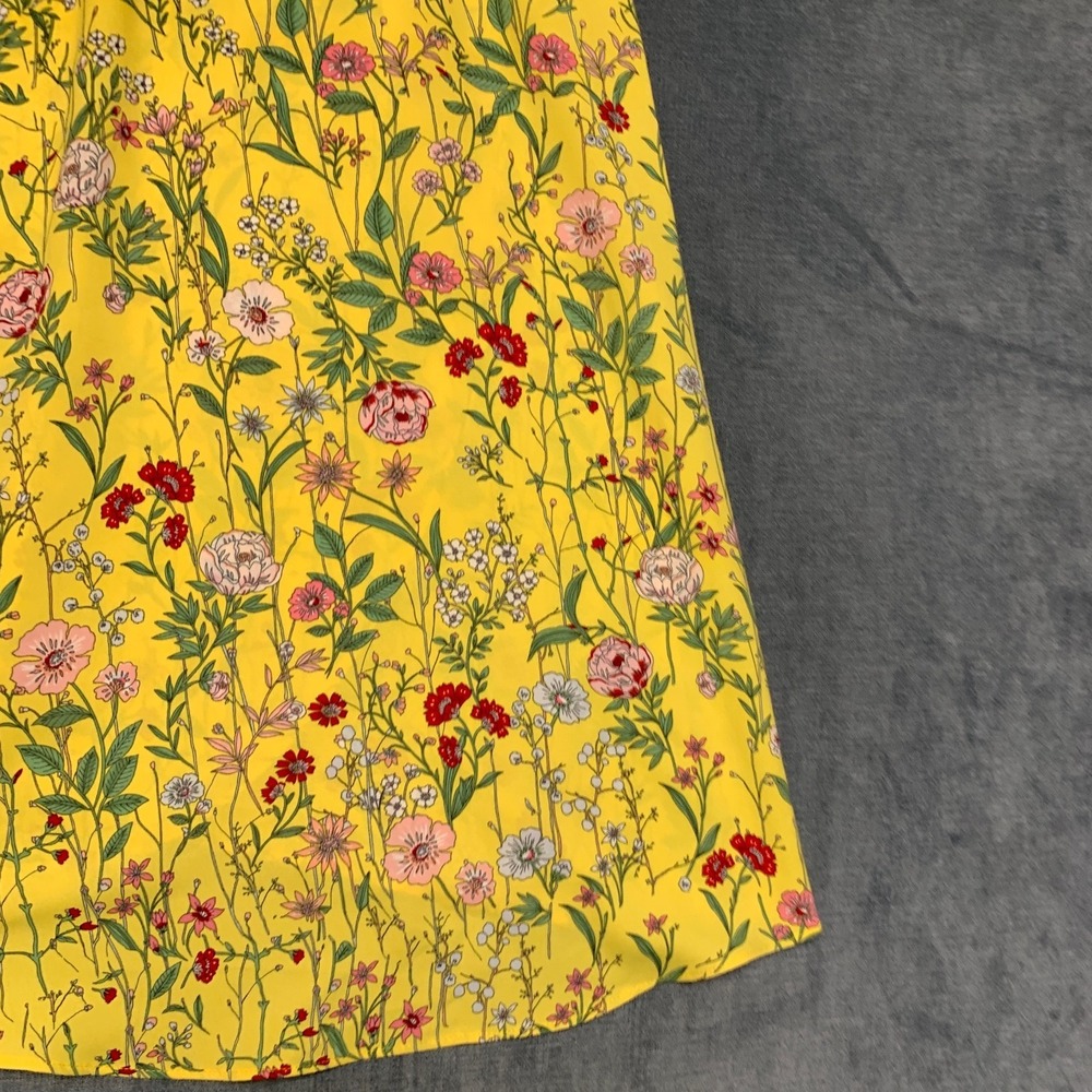 Loft Wrap Midi Skirt Womens 6 Yellow Floral High Low Tie Waist Summer Party Wear - Picture 5 of 13